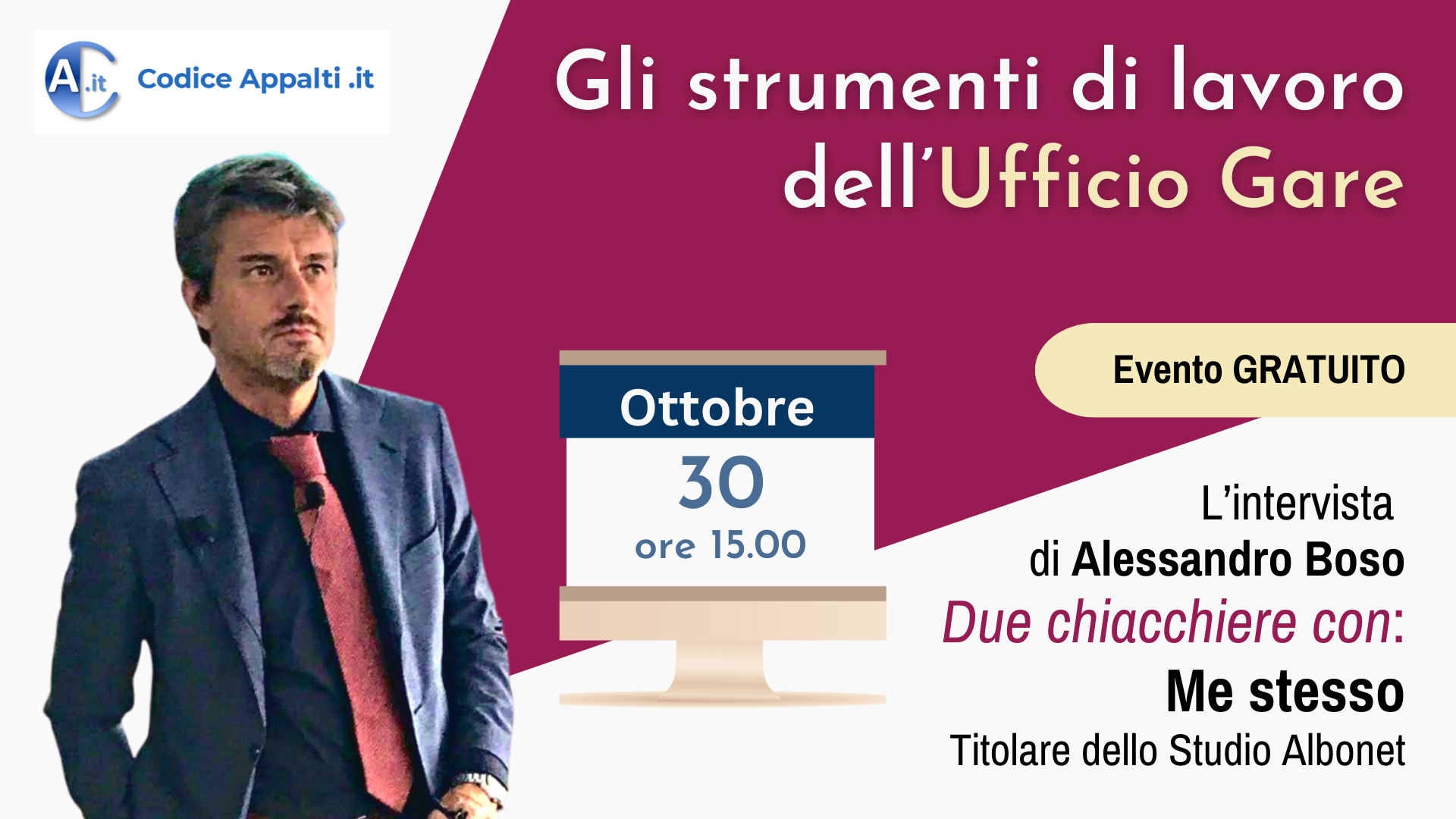 Webinar Live  (gratuito) del 30 ottobre 2024
